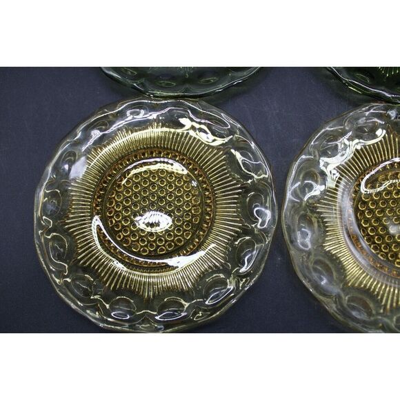 Vintage Bartlett Collins 3 Green & 3 Amber Glass  Bread Plates 5 3/4” - Picture 7 of 13